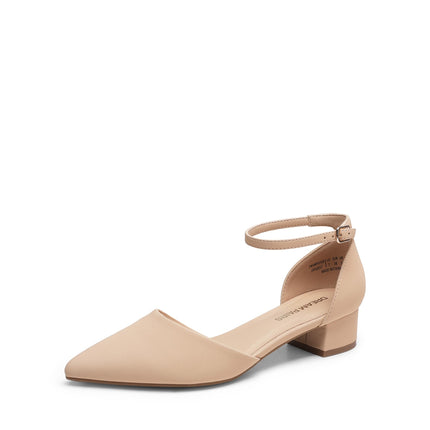 DREAM PAIRS Women's Low Heel Court Shoes | Closed pointed toe, comfortable d'orsay style and ankle strap