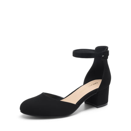 DREAM PAIRS Womens Low Block Heel Ankle Strap Chunky Heel Pumps - Ideal for Festive Occasions, Weddings, Office and Party | Knöchelriemen und klobigem Absatz – ideal für festliche Anlässe, Hochzeiten, Büro und Party