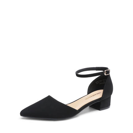 DREAM PAIRS Women's Low Heel Court Shoes | Closed pointed toe, comfortable d'orsay style and ankle strap