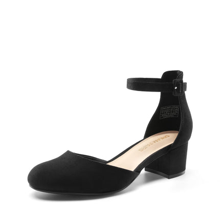 DREAM PAIRS Womens Low Block Heel Ankle Strap Chunky Heel Pumps - Ideal for Festive Occasions, Weddings, Office and Party | Knöchelriemen und klobigem Absatz – ideal für festliche Anlässe, Hochzeiten, Büro und Party