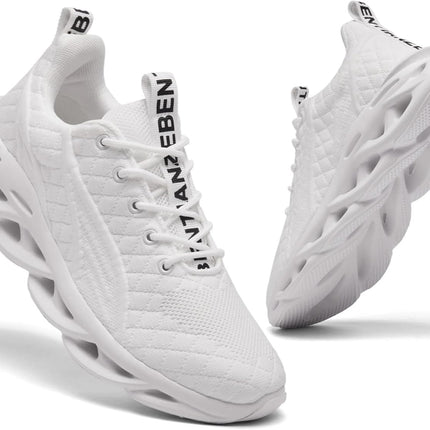 Men's trainers, sports shoes, running shoes, tennis trainers, leisure, lightweight, breathable, white, 43