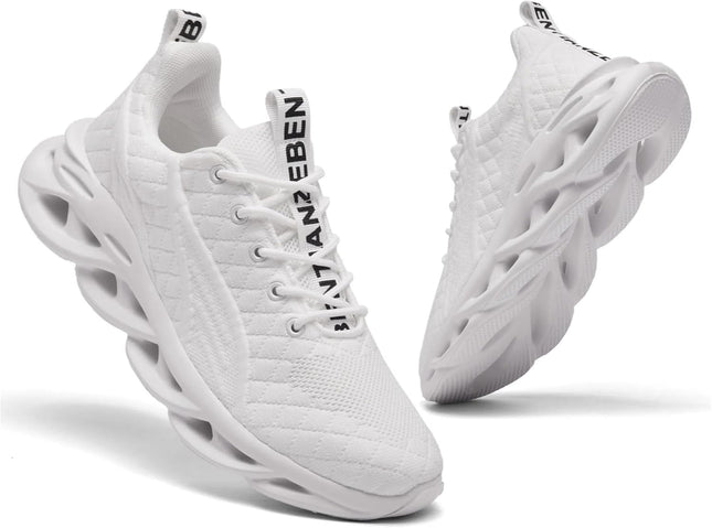Men's trainers, sports shoes, running shoes, tennis trainers, leisure, lightweight, breathable, white, 43