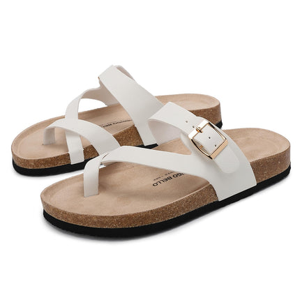 Women's Toe Separator Cork Foot Bed Sandals Adjustable Comfortable Slippers Elegant Summer Slippers EU 36-41