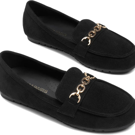 DREAM PAIRS Women's Loafer Comfortable Flat Shoes | Comfortable sole, arch support, non-slip textured sole, easy to put on, ideal for driving, chic metal details