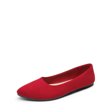 DREAM PAIRS Women's Pointed Faux Suede Ballet Flats | Soft faux leather, elegant slim design, foldable, non-slip sole, comfortable, easy to put on and take off, fashionable