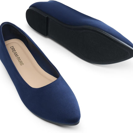 DREAM PAIRS Women's Pointed Faux Suede Ballet Flats | Soft faux leather, elegant slim design, foldable, non-slip sole, comfortable, easy to put on and take off, fashionable