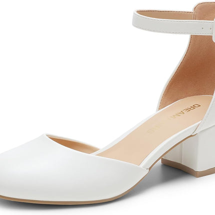 DREAM PAIRS Womens Low Block Heel Ankle Strap Chunky Heel Pumps - Ideal for Festive Occasions, Weddings, Office and Party | Knöchelriemen und klobigem Absatz – ideal für festliche Anlässe, Hochzeiten, Büro und Party