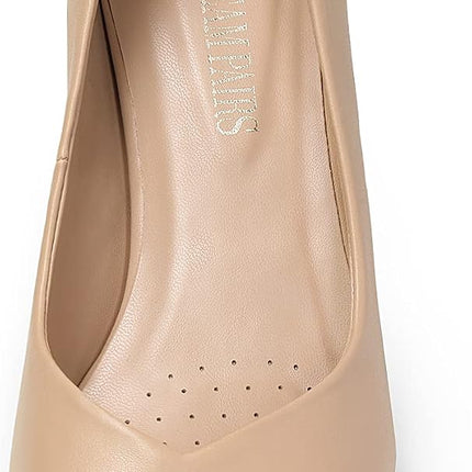 DREAM PAIRS Women's High Block Heel Court Shoes Party Shoes Elegant | High quality slip on bridal shoe with chunky heel and pointed closed cap