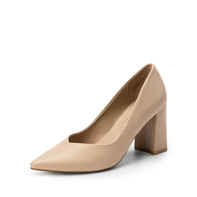 DREAM PAIRS Women's High Block Heel Court Shoes Party Shoes Elegant | High quality slip on bridal shoe with chunky heel and pointed closed cap