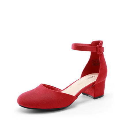 DREAM PAIRS Womens Low Block Heel Ankle Strap Chunky Heel Pumps - Ideal for Festive Occasions, Weddings, Office and Party | Knöchelriemen und klobigem Absatz – ideal für festliche Anlässe, Hochzeiten, Büro und Party