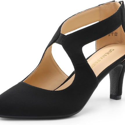 DREAM PAIRS Women's Closed Kitten Heels Pumps | Pointed toe elegant party dress bridal shoes for women