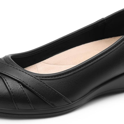 DREAM PAIRS Ballet Flats Women's Business Comfortable Elegant | Soft faux leather, durable, comfortable cushioning, arch support, non-slip sole, 3.8 cm wedge heel, elegant and versatile