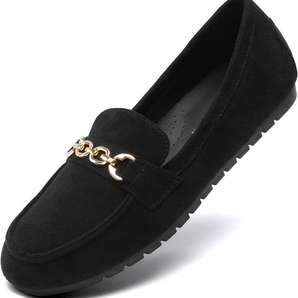 DREAM PAIRS Women's Loafer Comfortable Flat Shoes | Comfortable sole, arch support, non-slip textured sole, easy to put on, ideal for driving, chic metal details