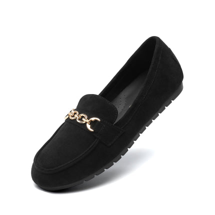 DREAM PAIRS Women's Loafer Comfortable Flat Shoes | Comfortable sole, arch support, non-slip textured sole, easy to put on, ideal for driving, chic metal details