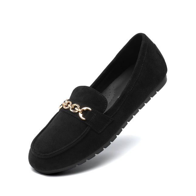 DREAM PAIRS Women's Loafer Comfortable Flat Shoes | Comfortable sole, arch support, non-slip textured sole, easy to put on, ideal for driving, chic metal details