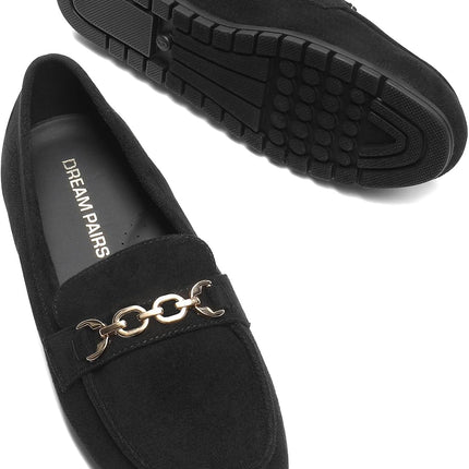 DREAM PAIRS Women's Loafer Comfortable Flat Shoes | Comfortable sole, arch support, non-slip textured sole, easy to put on, ideal for driving, chic metal details