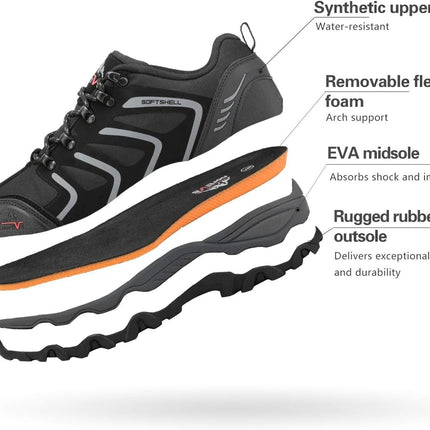 NORTIV 8 Men's Waterproof Hiking Shoes | Low Top Rubber Toe Cap Slip-Resistant Outsole Cushioned Comfort Provide Support for Hiking Trekking Outdoor Adventures