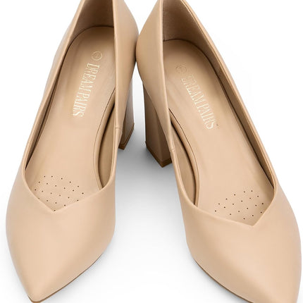 DREAM PAIRS Women's High Block Heel Court Shoes Party Shoes Elegant | High quality slip on bridal shoe with chunky heel and pointed closed cap