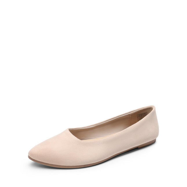 DREAM PAIRS Women's Pointed Faux Suede Ballet Flats | Soft faux leather, elegant slim design, foldable, non-slip sole, comfortable, easy to put on and take off, fashionable