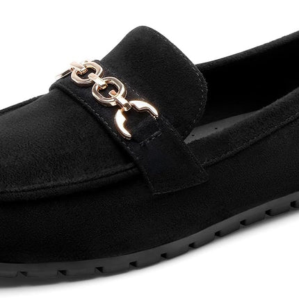 DREAM PAIRS Women's Loafer Comfortable Flat Shoes | Comfortable sole, arch support, non-slip textured sole, easy to put on, ideal for driving, chic metal details
