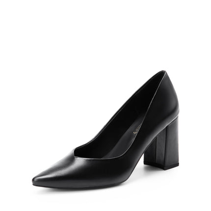 DREAM PAIRS Women's High Block Heel Court Shoes Party Shoes Elegant | High quality slip on bridal shoe with chunky heel and pointed closed cap
