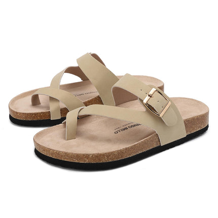 Women's Toe Separator Cork Foot Bed Sandals Adjustable Comfortable Slippers Elegant Summer Slippers EU 36-41