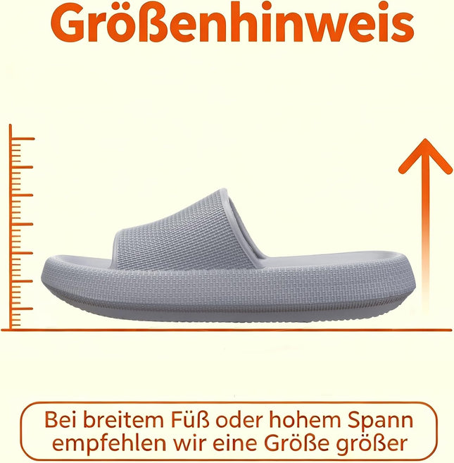 WHITIN Damen Sandalen Hausschuhe Badelatschen Badeschuhe Hellgrau 39.5 | 4CM Rutschfeste EVA Dicke Sohle für Sommer Schwimmbad Badezimmer und Urlaub, Rutschfest Schnelltrocknend & Pflegeleicht