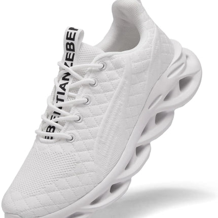 Men's trainers, sports shoes, running shoes, tennis trainers, leisure, lightweight, breathable, white, 43