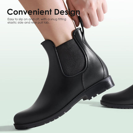 DREAM PAIRS Women's Wellington Boots, Waterproof Chelsea Boots | Lightweight and waterproof, non-slip tread sole, flexible, quick to put on and take off, for garden and walks