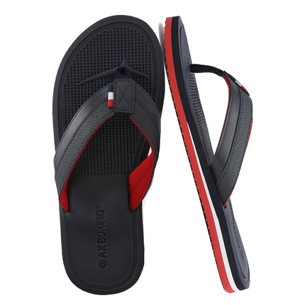 AX BOXING Flip Flops Men's Toe Separator Non-Slip Leather Flip Flops Sandals Beach Pool 41-46 EU