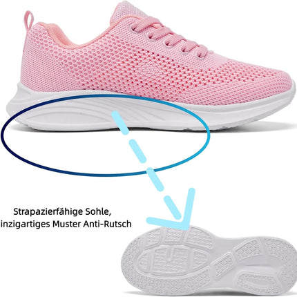 Women's trainers, sports shoes, running shoes, trainers, tennis, running, walking shoes, street running shoes, fashion, lightweight, breathable, outdoor shoes, red, 42 EU