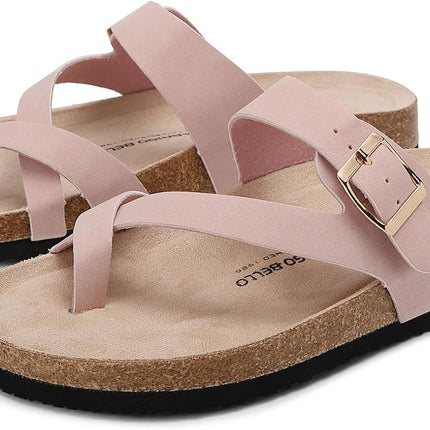 Women's Toe Separator Cork Foot Bed Sandals Adjustable Comfortable Slippers Elegant Summer Slippers EU 36-41