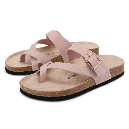 Women's Toe Separator Cork Foot Bed Sandals Adjustable Comfortable Slippers Elegant Summer Slippers EU 36-41