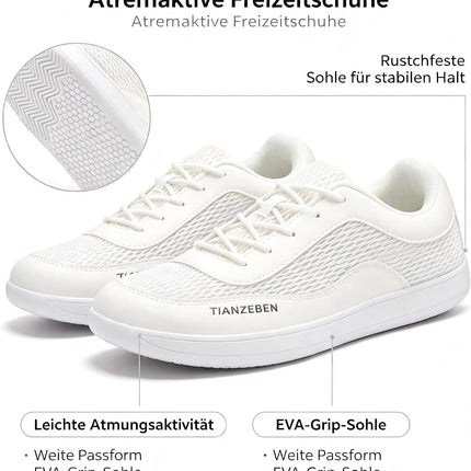Minimalist Breite Barfußschuhe Zehenbox Zero-Drop Sohle Atmungsaktiv Barfuss Schuhe für Herren Weiß 44