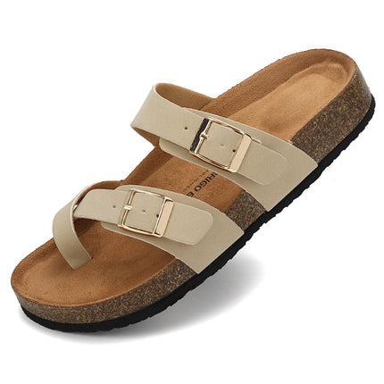 Women's Toe Separator Cork Foot Bed Sandals Adjustable Comfortable Slippers Elegant Summer Slippers EU 36-41