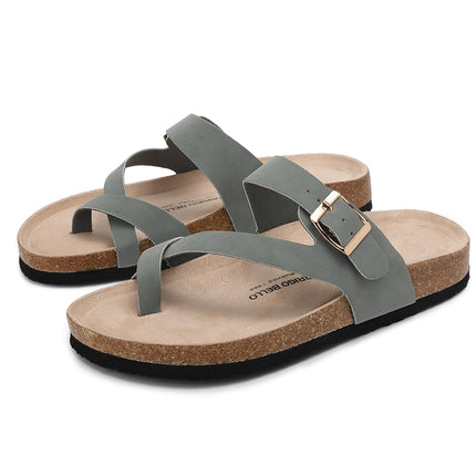 Women's Toe Separator Cork Foot Bed Sandals Adjustable Comfortable Slippers Elegant Summer Slippers EU 36-41