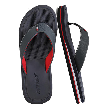 AX BOXING Flip Flops Men's Toe Separator Non-Slip Leather Flip Flops Sandals Beach Pool 41-46 EU
