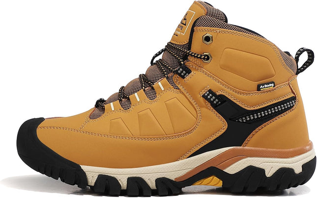 AX BOXING Winter Shoes Men's Lined Winter Boots Warm Hiking Shoes Outdoor Winter Boots Non-Slip Hiking Boots Snow Boots Trekking Shoes 41-46 EU (Bright Yellow, 45 EU)