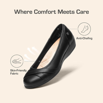 DREAM PAIRS Ballet Flats Women's Business Comfortable Elegant | Soft faux leather, durable, comfortable cushioning, arch support, non-slip sole, 3.8 cm wedge heel, elegant and versatile