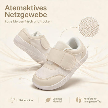 Unisex Kinder Barfussschuhe Breiter Zehenraum Sneaker Komfortabel Minimalistische Outdoor Walking Leichte Rutschsicher Turnschuhe für Jungen Mädchen Kleinkind Weiß 24