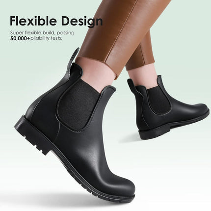 DREAM PAIRS Women's Wellington Boots, Waterproof Chelsea Boots | Lightweight and waterproof, non-slip tread sole, flexible, quick to put on and take off, for garden and walks