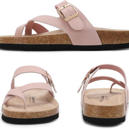 Women's Toe Separator Cork Foot Bed Sandals Adjustable Comfortable Slippers Elegant Summer Slippers EU 36-41