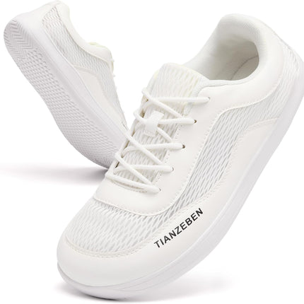 Minimalist Breite Barfußschuhe Zehenbox Zero-Drop Sohle Atmungsaktiv Barfuss Schuhe für Herren Weiß 44
