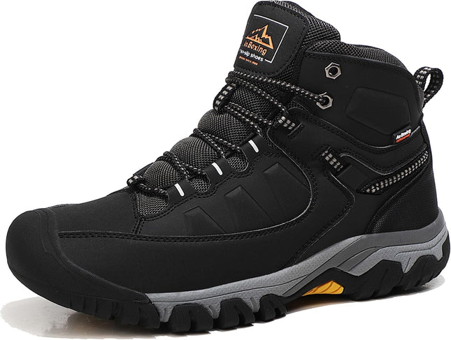 AX BOXING Men’s Winter Shoes, Lined Winter Boots, Warm Hiking Shoes, Outdoor Winter Boots, Non-Slip Hiking Boots, Snow Boots, Trekking Shoes, EU 41–46, Light black
