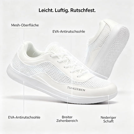 Minimalist Breite Barfußschuhe Zehenbox Zero-Drop Sohle Atmungsaktiv Barfuss Schuhe für Herren Weiß 44