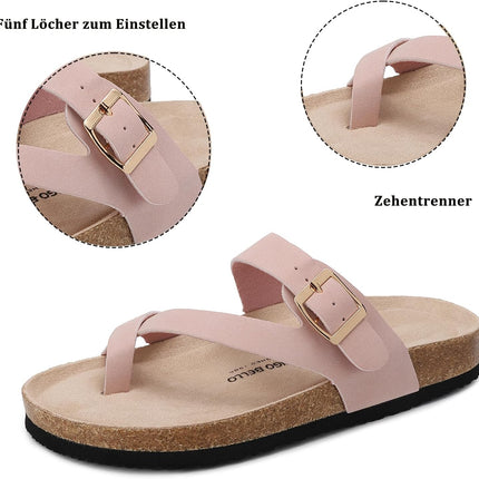 Women's Toe Separator Cork Foot Bed Sandals Adjustable Comfortable Slippers Elegant Summer Slippers EU 36-41