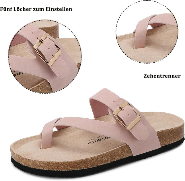 Women's Toe Separator Cork Foot Bed Sandals Adjustable Comfortable Slippers Elegant Summer Slippers EU 36-41