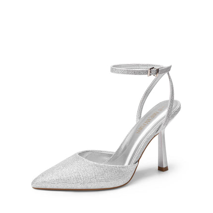 DREAM PAIRS High Heels Lace Pumps | Ankle Strap and Stiletto Heel Elegant Bridal Shoes Evening Shoes Party Bridal Shoes for Women