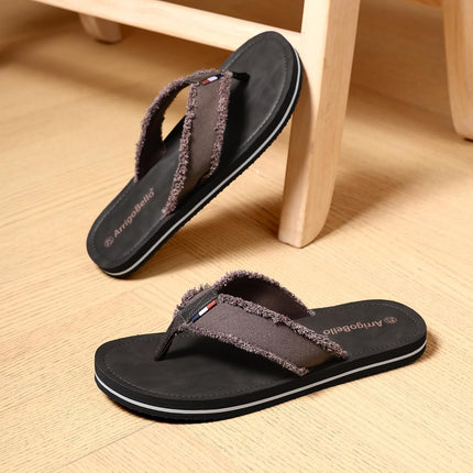 AX BOXING Flip Flops Men's Toe Separator Non-Slip Leather Flip Flops Sandals Beach Pool 41-46 EU