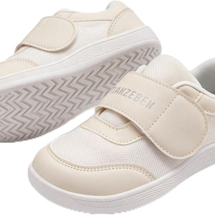 Unisex Kinder Barfussschuhe Breiter Zehenraum Sneaker Komfortabel Minimalistische Outdoor Walking Leichte Rutschsicher Turnschuhe für Jungen Mädchen Kleinkind Weiß 24